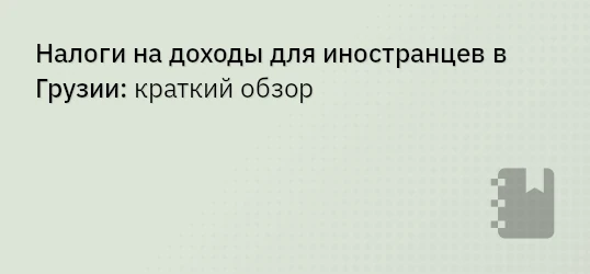 Налоги на доходы для иностранцев в Грузии: краткий обзор